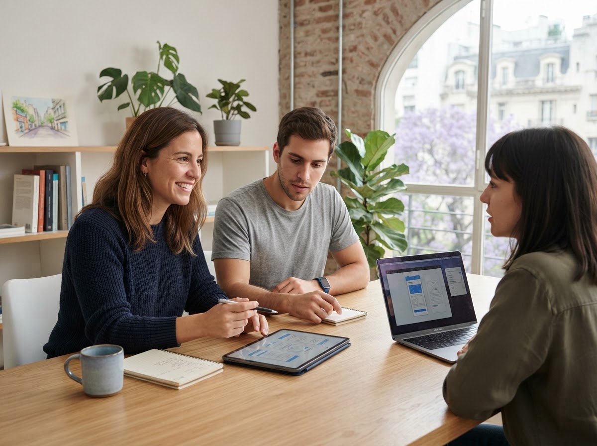 Mirexiluna: equipo analizando modelos de datos financieros en un entorno de trabajo profesional